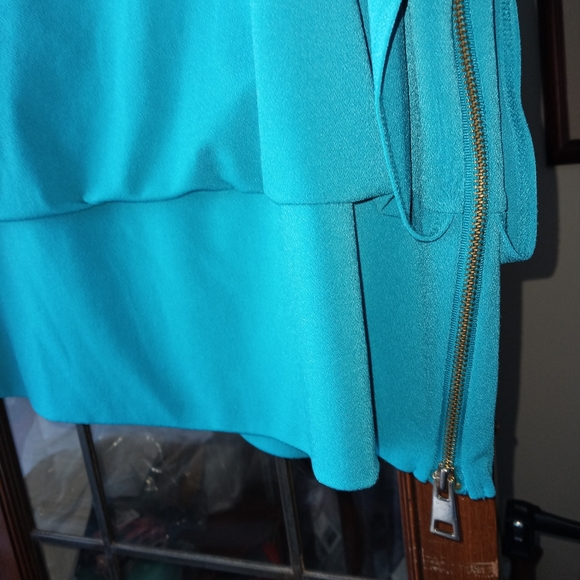 Alfani turquoise blue sleeveless side zip Blouse sz L  B1 - Picture 5 of 10